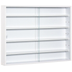 HOMCOM 5-Tier Wall Display Shelf Unit Cabinet w/ 4 Adjustable Shelves Glass Doors Home Office Ornaments 60x80cm Black/White(c-1)
