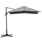 Outsunny 2.5 x 2.5m Patio Offset Parasol Umbrella Cantilever Hanging Sun Shade Canopy Shelter 360° Rotation with Cross Base - Grey(c-2)