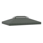 Outsunny 3x4m Gazebo Replacement Roof Canopy 2 Tier Top UV Cover Garden Patio Outdoor Sun Awning Shelters Light Grey (TOP ONLY)(c-3)