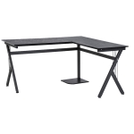 HOMCOM L-Shaped Corner Computer Desk Laptop Workstation PC Table Home Office With CPU Stand Black