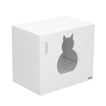 PawHut Wooden Cat Litter Box Enclosure Toilet Home Cabinet Pet Self Cleaning Kitty House Stand Bathroom Furniture Hidden Washroom White 51H x 60W x 41D cm