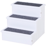 PawHut Pet 3-step Stairs Ramp Wood Carpet Non Slip