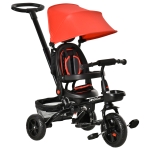 HOMCOM 4 in 1 Kids Trike Toddler Foldable Pedal Tricycle w/ Reversible Angle Adjustable Seat Removable Handle Canopy Handrail Belt Storage Footrest Brake Clutch for 1-5 Years - Grey(c-1)