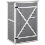 Outsunny Garden Shed Wooden Garden Storage Shed Fir Wood Tool Cabinet Organiser with Shelves 75L x 56W x115Hcm Natural(c-1)