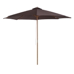 Outsunny 3(m) Fir Wooden Garden Parasol Bamboo Sun Shade Patio Outdoor Umbrella Canopy, Coffee