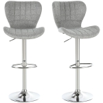 HOMCOM 2 Pieces Bar Stools Adjustable Height Counter Chair with/ Footrest for Home Pub, Grey