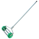 Outsunny 40L Lawn Roller Drum Scraper Bar Collapsible Handle Water or Sand Filled Φ32cm Green(c-2)