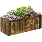 Outsunny Garden Flower Raised Bed Pot Wooden Outdoor Large Rectangle Planter Vegetable Box Outdoor Herb Holder Display (80L x 33W x 30H (cm))