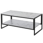 HOMCOM Minimalist Particle Board Coffee Table, Modern Marble Texture End/Side Table with Extra Storage Shelf, for Living Room Bedroom Dorm