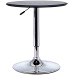 HOMCOM Adjustable Round Bistro Bar Table with PVC Leather Top Steel Base Home Kitchen Dining Desk Black