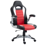 HOMCOM Home Office Chair Executive Height Adjustable Rolling Swivel Chair With Tilt Function PU Red 71W x 64D x 109-119H cm