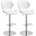Bar Stool Set of 2 PU Leather Adjustable Height Swivel Chairs Footrest(c-1)