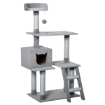 PawHut Multi-Level Cat Tree Tower Activity Center Climbing Frame Kitten House Furniture with Jute Scratching Posts Ladder Dangling Ball Toy Condo Perch Grey