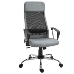 Vinsetto Office Chair Linen Mesh Fabric High-Back Swivel Computer Desk Chair Home Study Rocker with Wheels, Grey(c-1)