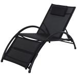 Outsunny Outdoor Lounger Patio Reclining Texteline Chair w/ Pillow, Adjustable Footrest Black