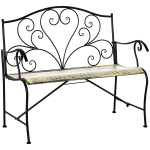 Outsunny 2-Seater Garden Bench Solid Metal Loveseat Imitated Rattan Pattern Vintage Style for Patio Porch Tarrace