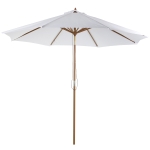 Outsunny 3M Patio Umbrella Wood Outdoor Table Umbrella with 8 Sturdy Ribs - Cream White