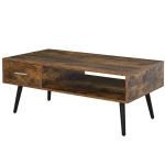 HOMCOM Mid-Century Modern Coffee Table Side Desk with 1 Drawer 1 Open Storage Shelf, for Living Room Bed Room