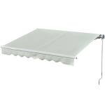 Outsunny 2.5x2m Retractable Manual Awning Window Door Sun Shade Canopy Patio Shelter Aluminum Frame Cream White(c-2)
