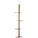 PawHut 260cm Floor To Ceiling Cat Tree w/ Three Platforms Activity Centre - Brown