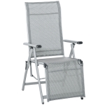 Outsunny Portable Folding Recliner Outdoor Patio Chaise Lounge Chair with Adjustable Backrest, Grey