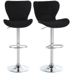HOMCOM 2 Pieces Bar Stools Adjustable Height Dining Chair with/ Footrest for Home Pub, Black