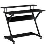 HOMCOM Computer Desk with Monitor Shelf and Storage, R Shaped Gaming Study Writing Table for Home Office, Black