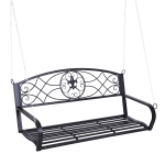 Outsunny Garden Outdoor Solid Metal 2-Seater Swing Chair Hanging Hammock Garden Furniture Balcony White - 118Lx 58W x 57H cm(c-4)