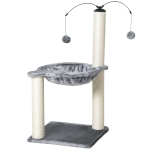 PawHut 83cm Cat Tree Tower w/ Sisal Scratching Post Hammock Hanging Toy Activity Centre - Grey