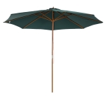 Outsunny 3m Wood Garden Parasol Sun Shade Patio Outdoor Market Umbrella Canopy with Top Vent, Green