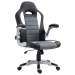 HOMCOM Home Office Chair Executive Height Adjustable Rolling Swivel Chair With Tilt Function PU Grey 71W x 64D x 109-119H cm