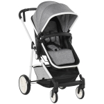 HOMCOM Baby Stroller for Newborn 2 in 1 Convertible Reversible Bassinet Pram Foldable Pushchair with Adjustable Backrest Canopy Storage Basket Shock Suspension 5-Point Harness Grey