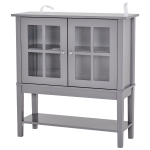 HOMCOM Modern Kitchen Solid Storage Sideboard Cabinet w/Glass Door– Dark Gray
