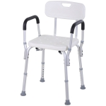 Homcom 6-Level Adjustable Aluminum Bath Stool Spa Shower Chair w/ Non-Slip Feet, Armrest, Back