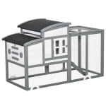 PawHut Chicken Coop with Run Hen House Wooden Poultry Cage w/ Nesting Box Removable Tray Openable Roof Outdoor 140 x 67 x 88.5cm