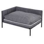 PawHut Raised Dog Bed for Medium-Sized Pet Metal Frame PP Cotton Sponge Cushion Grey 93.5 cm x 69 cm x 48.5 cm