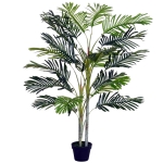 Outsunny 150cm(5ft) Artificial Palm Tree Decorative Indoor Faux Green Plant w/Leaves Home Décor Tropical Potted Home Office