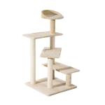 PawHut Trespolo per Gatti Multilivello con Tiragraffi in Sisal con Piattaforme e Cuccia in Peluche Beige, 50x50x100cm