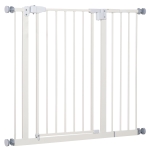 PawHut Pet Safety Gate Dog Barrier Protector Home Doorway Corridors Room Divider Stair Guard with Extension and Adjusting Screws White 76.2 x 102.5cm