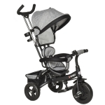 HOMCOM 3 in 1 Kids Tricycle Pedal Push Trike w/ Pusher Removable Canopy Safety Belt Storage Footrest Brake for 18 Months to 5 Years Grey