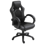HOMCOM High-Back Gaming Chair Swivel Home Office Computer Racing Gamer Desk Chair Faux Leather with Wheels, Black