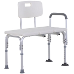 HOMCOM 6-Level Adjustable Aluminum Bath Stool Spa Shower Beach Chair w/ Non-Slip Feet, Armrest, Back