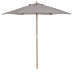 Outsunny 2.5m Wood Garden Parasol Sun Shade Patio Outdoor Wooden Umbrella Canopy Grey