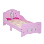 HOMCOM Kids Bed Princess Castle Theme w/ Side Rails Slats Home Furniture for 3 - 6 Yrs Pink 143 x 73 x 60 cm