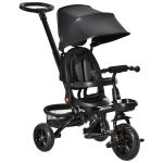 HOMCOM 4 in 1 Kids Trike Toddler Foldable Pedal Tricycle w/ Reversible Angle Adjustable Seat Removable Handle Canopy Handrail Belt Storage Footrest Brake Clutch for 1-5 Years - Grey(c-2)