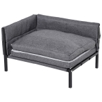 PawHut Raised Dog Bed for Medium-Sized Pet Metal Frame PP Cotton Sponge Cushion Grey 63.5 cm x 49 cm x 38.5 cm