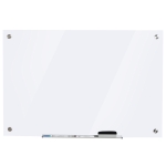 Vinsetto Glass Magnetic Dry Erase Whiteboard, Frameless Board on Wall, w/ Dry Eraser, 4 Markers and Pen Holder 35.5" x 23.5" x 0.18"