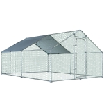 PawHut Pollaio da giardino Gabbia Box per Esterno Zincato con Tessuto Oxford di Copertura 3 x 4 x 1.95 m