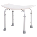 HomCom Sgabello per doccia bagno, antiscivolo, bianco, altezza regolabile