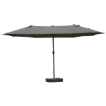 Outsunny Sombrilla Doble Parasol Grande 4,6x2,7m Sombrilla Jardín Patio con Manivela Manual Resistente al Agua y Protección Solar UV para Terraza Playa Piscina Café